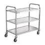 VEVOR Kitchen Utility Cart, 3 Tiers, Wire Rolling Cart with 204 KG Capacity, Steel Service Cart on Wheels, Metal Storage Trolley with 80mm Basket Curved Handle PP Liner 6 Hooks, for Indoor and Outdoor