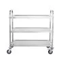 VEVOR Kitchen Utility Cart, 3 Tiers, Wire Rolling Cart with 204 KG Capacity, Steel Service Cart on Wheels, Metal Storage Trolley with 80mm Basket Curved Handle PP Liner 6 Hooks, for Indoor and Outdoor