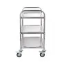 VEVOR Kitchen Utility Cart, 3 Tiers, Wire Rolling Cart with 204 KG Capacity, Steel Service Cart on Wheels, Metal Storage Trolley with 80mm Basket Curved Handle PP Liner 6 Hooks, for Indoor and Outdoor