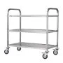 VEVOR Kitchen Utility Cart, 3 Tiers, Wire Rolling Cart with 204 KG Capacity, Steel Service Cart on Wheels, Metal Storage Trolley with 80mm Basket Curved Handle PP Liner 6 Hooks, for Indoor and Outdoor