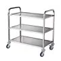 VEVOR Kitchen Utility Cart, 3 Tiers, Wire Rolling Cart with 204 KG Capacity, Steel Service Cart on Wheels, Metal Storage Trolley with 80mm Basket Curved Handle PP Liner 6 Hooks, for Indoor and Outdoor