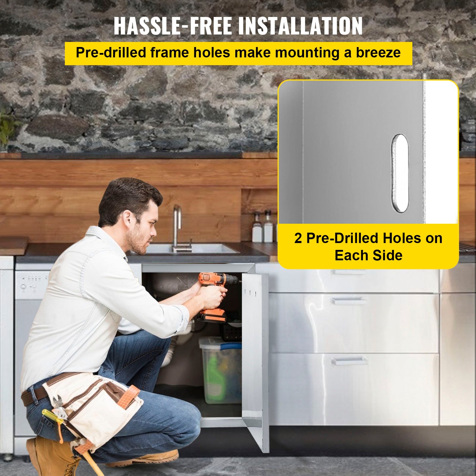 VEVOR Double Access Door Outdoor Kitchen Door 30Wx21H Inch Double-Wall BBQ Door