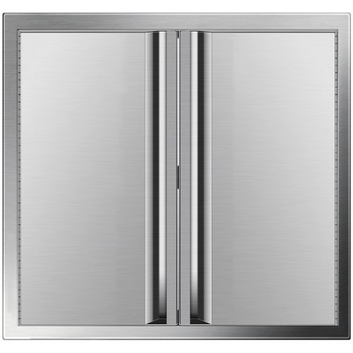VEVOR BBQ Access Door 24 x 24 Inch, Double BBQ Door Stainless Steel with Recessed Handle, Outdoor Kitchen Doors for BBQ Island, Grill Station, Outside Cabinet
