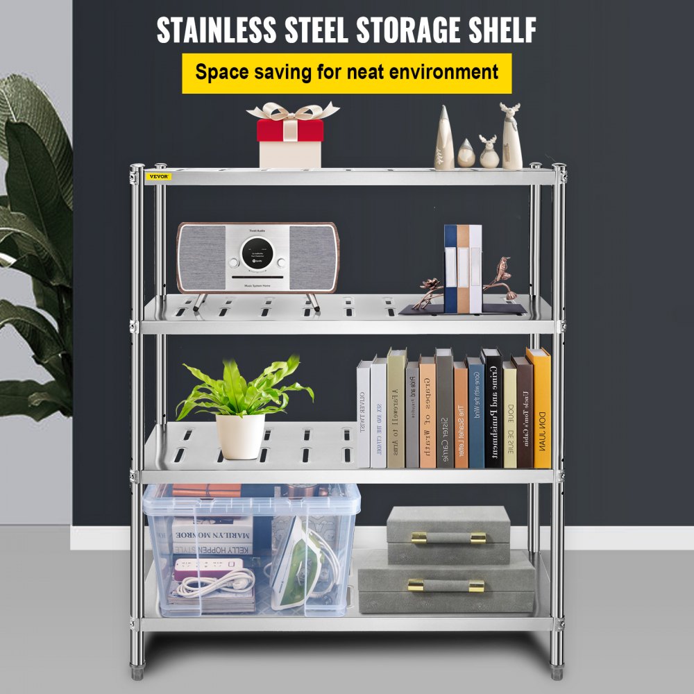 VEVOR Garage Shelf Heavy Duty Shelving 4-Tier 120x45x155 cm Stainless Steel