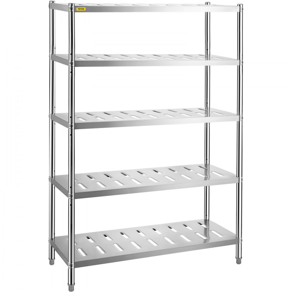 VEVOR Storage Shelf, 5-Tier Storage Shelving Unit, Stainless Steel Garage Shelf, 47.2 x 17.7 x 70.9 inch Heavy Duty Storage Shelving, 661 Lbs Total Capacity with Adjustable Height and Vent Holes