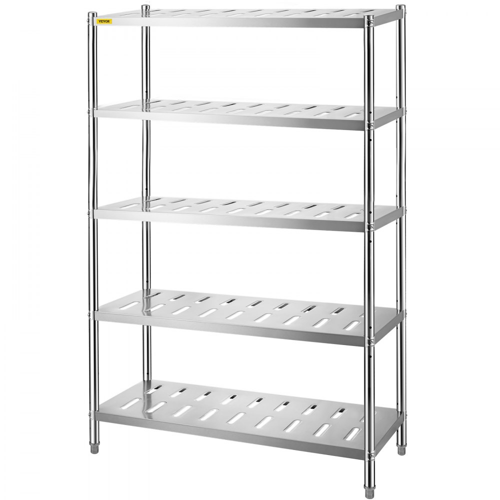 VEVOR Storage Shelf, 5-Tier Storage Shelving Unit, Stainless Steel Garage Shelf, 47.2 x 17.7 x 70.9 inch Heavy Duty Storage Shelving, 661 Lbs Total Capacity with Adjustable Height and Vent Holes