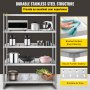 VEVOR Storage Shelf, 5-Tier Storage Shelving Unit, Stainless Steel Garage Shelf, 47.2 x 17.7 x 70.9 inch Heavy Duty Storage Shelving, 661 Lbs Total Capacity with Adjustable Height and Vent Holes