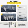 VEVOR Storage Shelf, 5-Tier Storage Shelving Unit, Stainless Steel Garage Shelf, 47.2 x 17.7 x 70.9 inch Heavy Duty Storage Shelving, 661 Lbs Total Capacity with Adjustable Height and Vent Holes