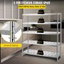 VEVOR Storage Shelf, 5-Tier Storage Shelving Unit, Stainless Steel Garage Shelf, 59.1 x 17.7 x 70.9 inch Heavy Duty Storage Shelving, 661 Lbs Total Capacity with Adjustable Height and Vent Holes