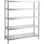 Estantería de almacenamiento VEVOR de 5 niveles, de acero inoxidable, para garaje, 150 x 45 x 180 cm, resistente, con capacidad total de 300 kg, con altura ajustable y orificios de ventilación.