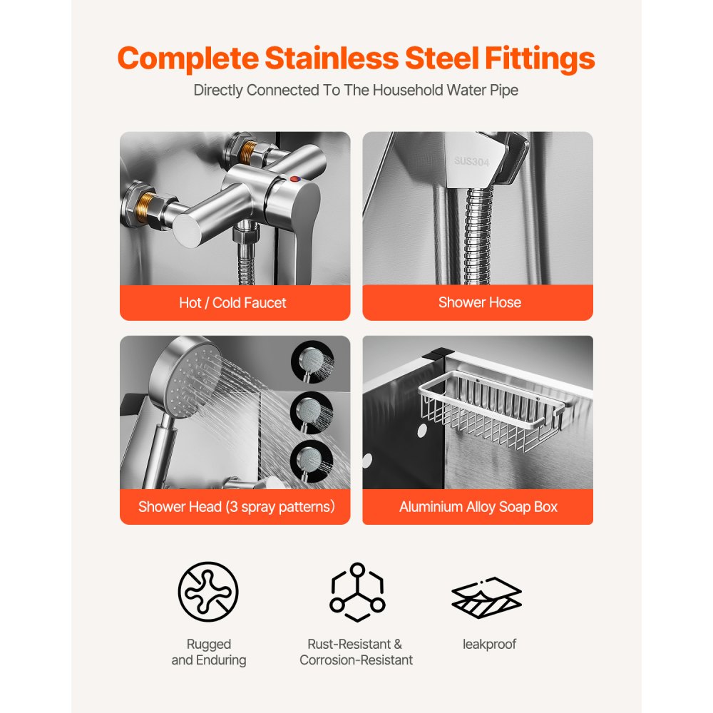 VEVOR 86.4 cm Dog Washing Station, Stainless Steel Pet Grooming Tub Bathtub, Professional Dog Wash Sink with Shower, Faucet, Soap Holder, Non-Slip Stairs Easy-Clean for Small Pets Cats (Right Door)