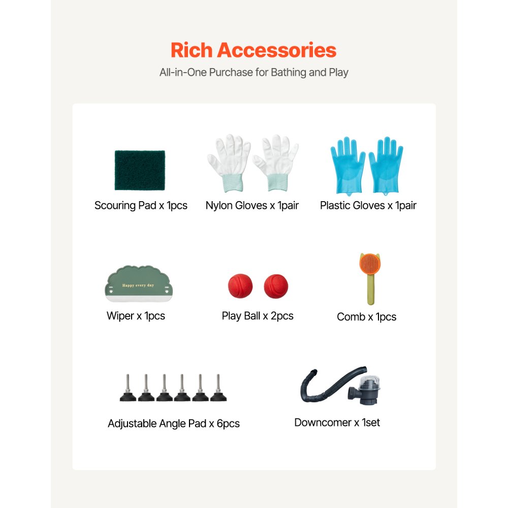 VEVOR 86.4 cm Stainless Steel Dog Washing Station, Pet Grooming Tub with Hot & Cold Faucet, Showerhead, Home Wash Sink, Fits Small Cats and Dogs, Non-Slip Stairs (Right Door)