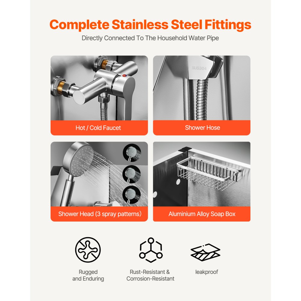 VEVOR 86.4 cm Dog Washing Station, Stainless Steel Pet Grooming Tub Bathtub, Professional Dog Wash Sink with Shower, Faucet, Soap Holder, Non-Slip Stairs Easy-Clean for Small Pets Cats (Left Door)