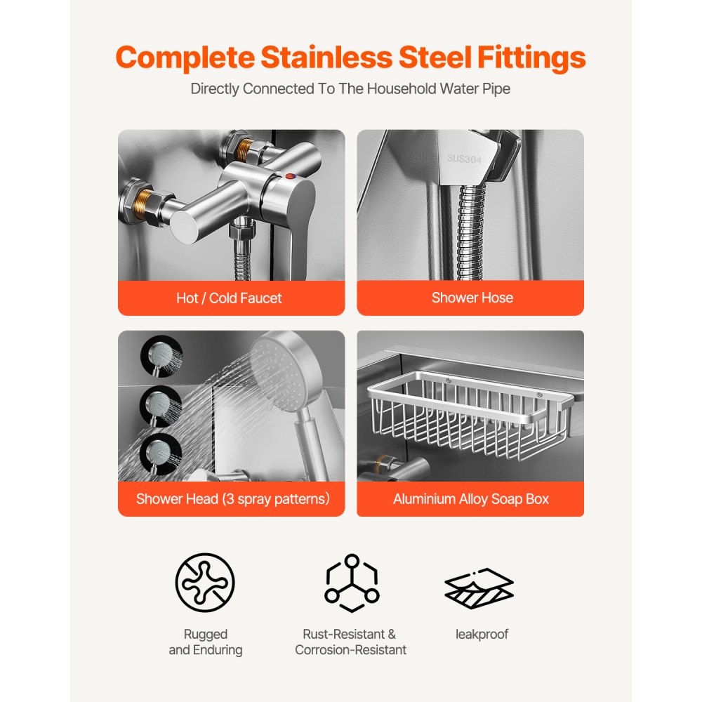 VEVOR 86.4 cm Dog Washing Station, Stainless Steel Pet Grooming Tub Bathtub, Professional Dog Wash Sink with Shower, Faucet, Soap Holder, Non-Slip Stairs Easy-Clean for Small Pets Cats (Left Door)