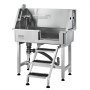 VEVOR 34Inch 86.4CM Pet Dog Bathing Station w/Ramp, Professional Stainless Steel Dog Grooming Tub w/ Storage Drawer, Faucet,Rich Accessory, Dog Bathtub for Large,Medium,Small Pet, Washing Sink for Home(Right)