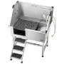 VEVOR Stainless Steel Dog Washing Station, 96.52 cm Pet Grooming Tub w/ Storage Stairs, Faucet & Showerhead & Soap Holder Dog Bathtub for Large & Medium & Small Pets (Left Door)