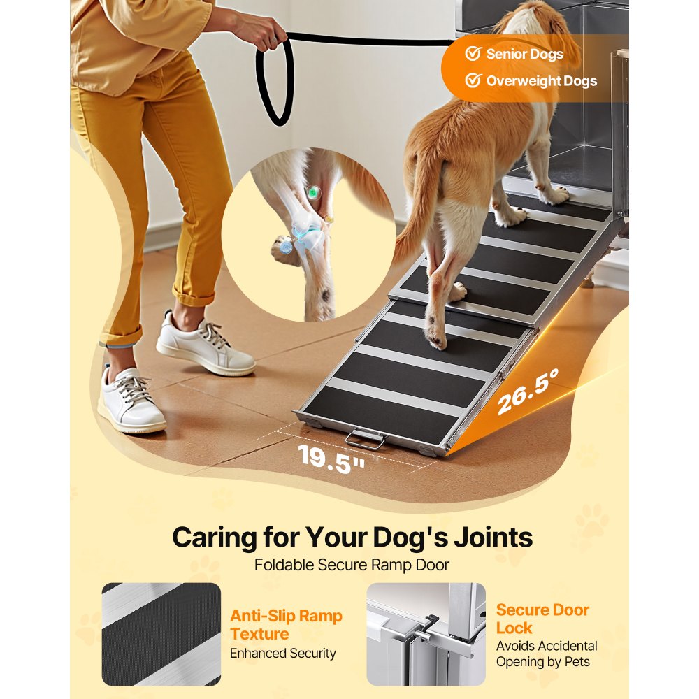 VEVOR Stainless Steel Dog Washing Station, 127 cm Pet Grooming Tub w/ Ramp, Faucet & Showerhead & Soap Holder Leash Dog Bathtub for Large & Medium & Small Pets (Left Door)