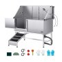 62 Inch Dog Grooming Bath Tub Stainless Steel w Ramp Water Filter Left