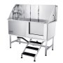 VEVOR 62Inch 157CM Pet Dog Bathing Station w/Stairs, Professional Stainless Steel Dog Grooming Tub w/ Soap Box, Faucet,Rich Accessory,Bathtub for Large,Medium,Small Pets, Washing Sink for Home(Right)