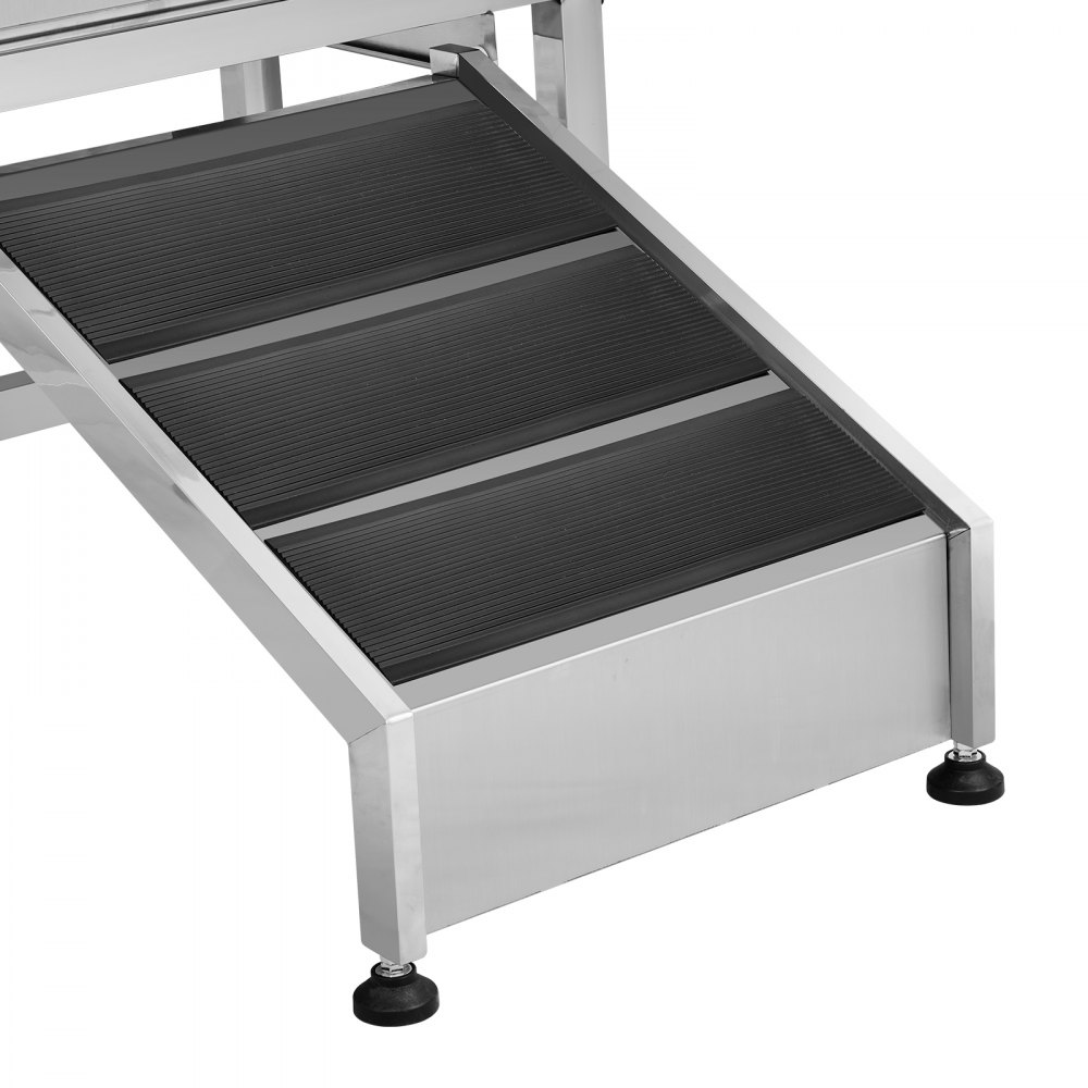stainless steel ramp with black rubber steps for VEVOR dog grooming tub.