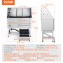VEVOR dog grooming tub stainless steel, dimensions, accessories, and load details.