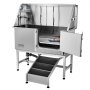 VEVOR dog grooming tub with stainless steel design, grooming accessories, ramp, and side door.