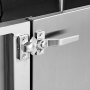 stainless steel latch close-up on VEVOR dog grooming tub.