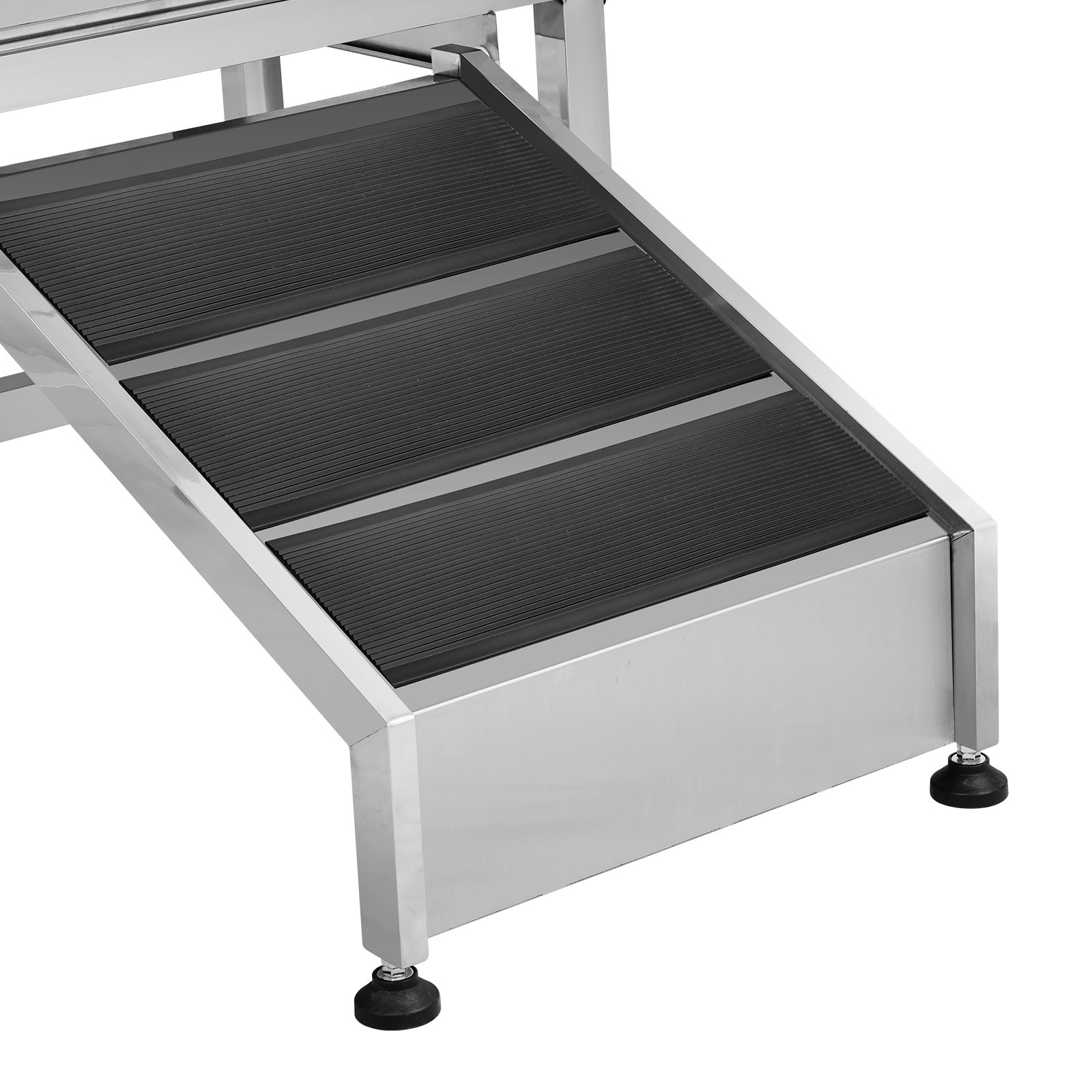 stainless steel ramp with black rubber steps for VEVOR dog grooming tub.