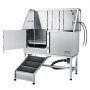 VEVOR 1.57M Pet Dog Bathing Station w/Ramp, Professional Stainless Steel Dog Grooming Tub w/ Soap Box, Faucet,Rich Accessory,Bathtub for Large,Medium,Small Pets, Washing Sink for Home(Left)