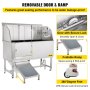 VEVOR Dog Grooming Tub, 1.6 m L Pet Wash Station, 304 Stainless Steel Pet Grooming Tub Rated 300 kg Load Capacity, Non-Skid Dog Washing Station Comes with Ramp, Faucet, Sprayer and Drain Kit