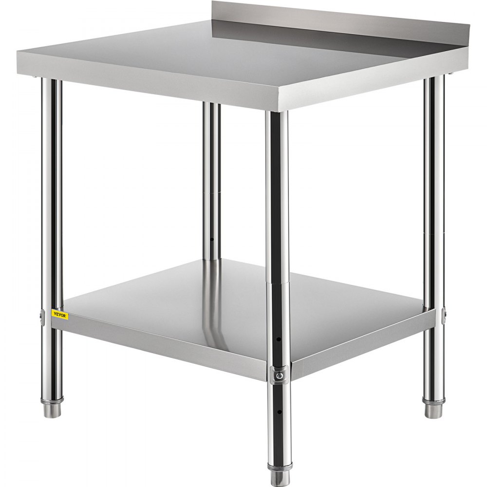 Stainless Steel Work Table for Prep & Work 24 x 60 Inches Heavy Duty Table with Undershelf and Galvanized Legs for Restaurant, Home and Hotel, Silver