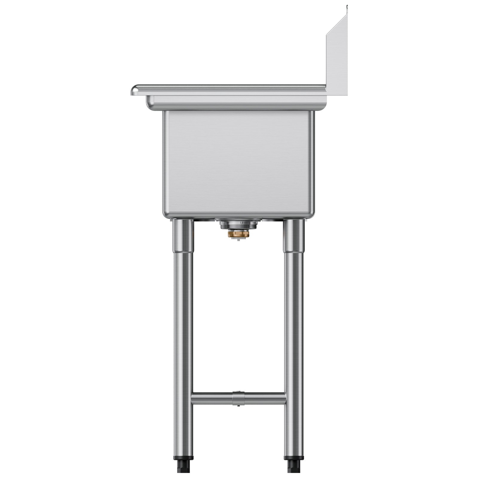 VEVOR 3 Compartment Sink, 18-Gauge 304 Stainless Steel, 254x356x254 mm Bowl Size, 3 Bay Commercial Kitchen Prep & Utility Sink with 2 Drainboards and Backsplash for Restaurant, Food Truck & Home Use