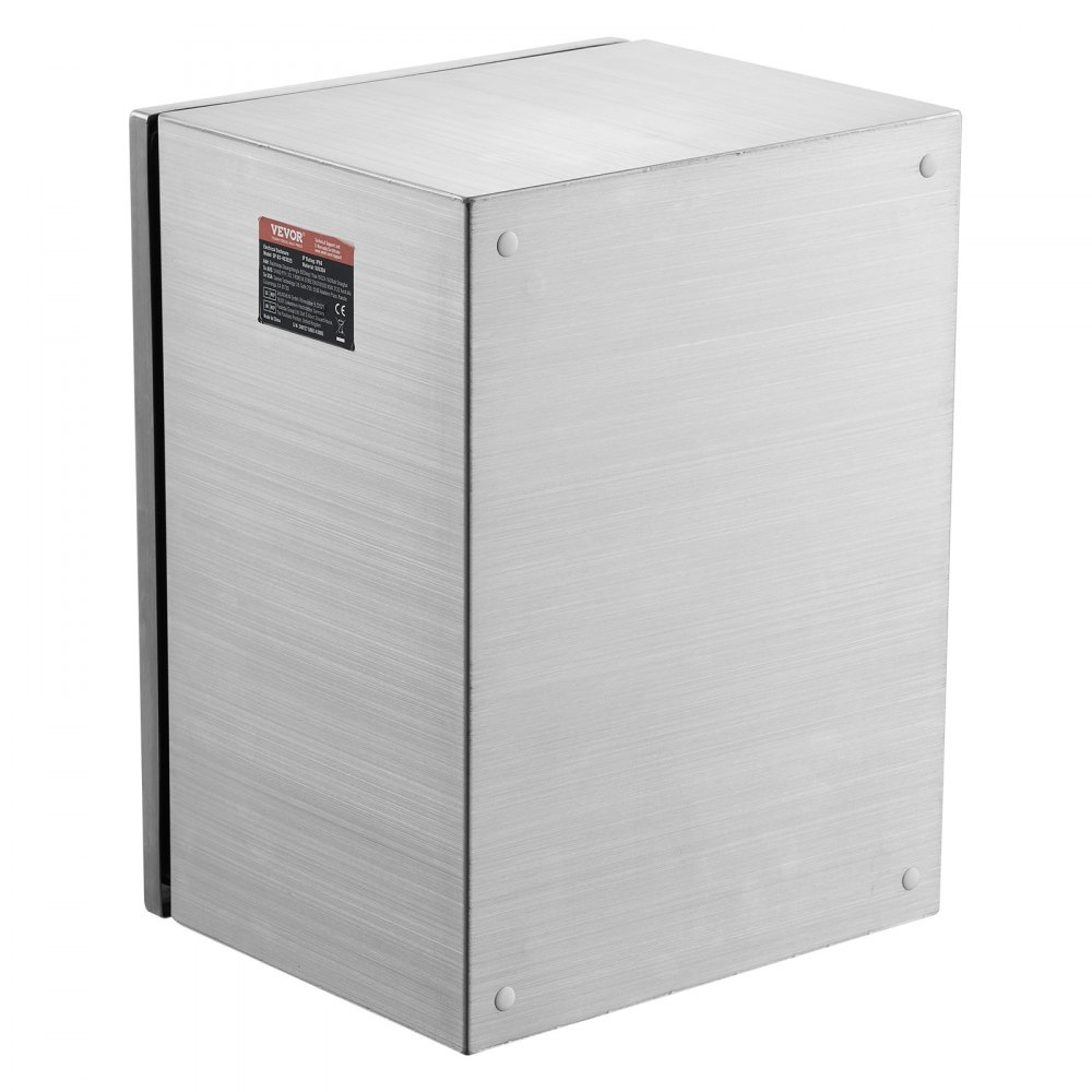 VEVOR Steel Electrical Box, 40 x 30 x 15 cm, 304 Stainless Steel Electrical Enclosure Box, Wall-Mounted Outdoor Electrical Electronic Equipment Enclosure with Mounting Plate Hinges Lock, IP66 Waterproof
