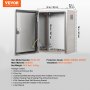 VEVOR Steel Electrical Box, 40 x 30 x 15 cm, 304 Stainless Steel Electrical Enclosure Box, Wall-Mounted Outdoor Electrical Electronic Equipment Enclosure with Mounting Plate Hinges Lock, IP66 Waterproof