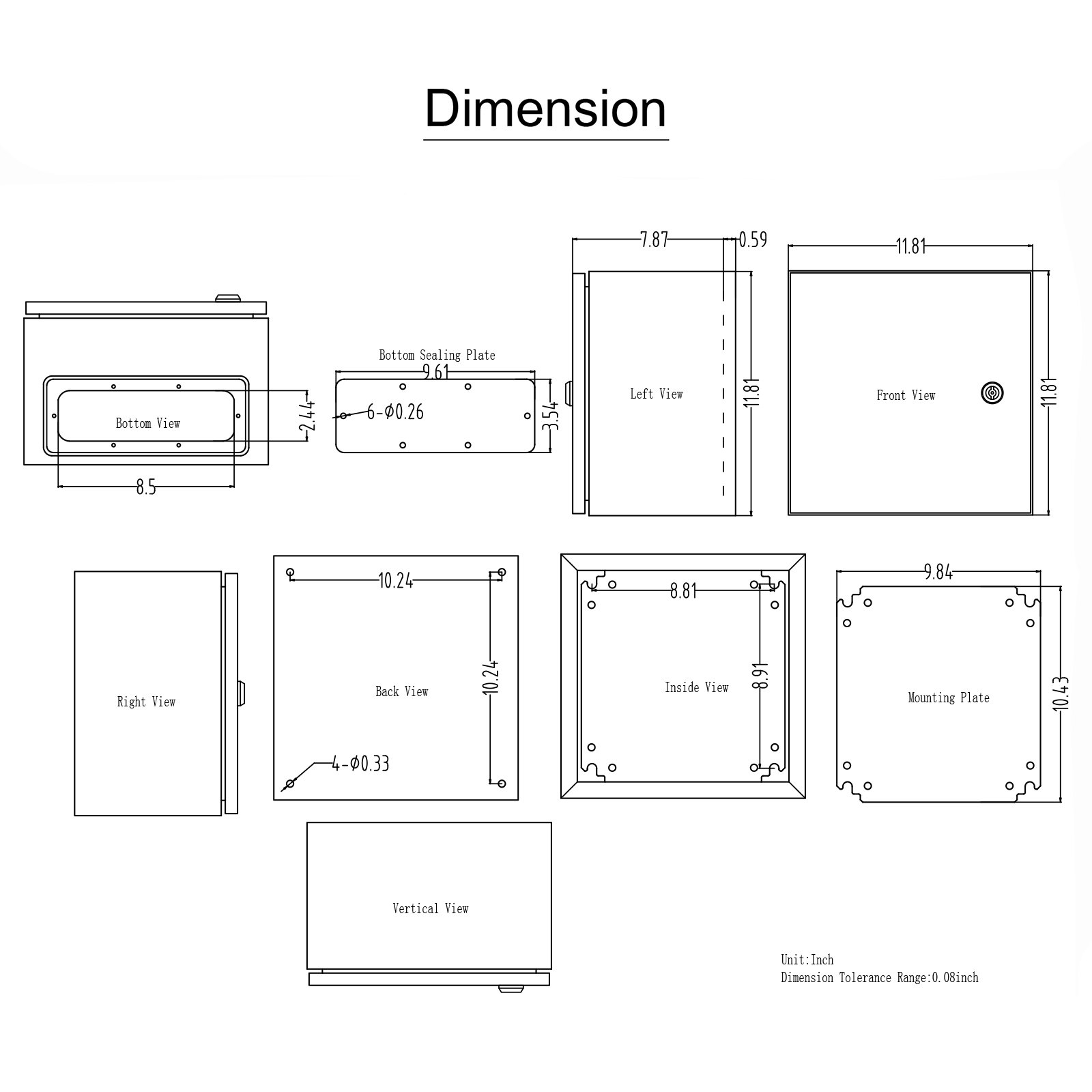 VEVOR Steel Electrical Box, 40x30x15 cm, 304 Stainless Steel Electrical Enclosure Box, Wall-Mounted Outdoor Electrical Electronic Equipment Enclosure with Mounting Plate Hinges Lock, IP66 Waterproof