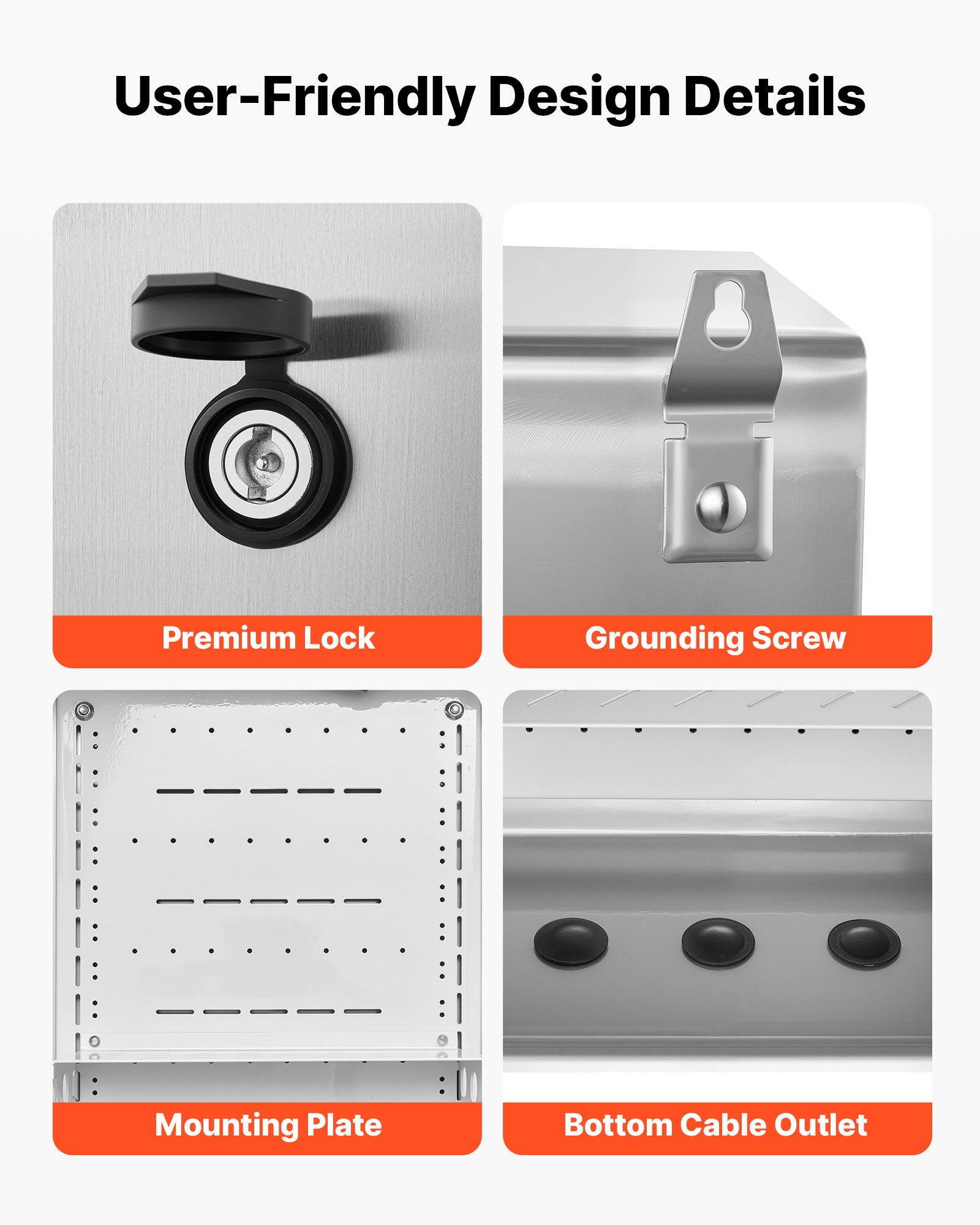 VEVOR Outdoor Electrical Box, 20 x 16 x 8 in, Stainless Steel Ventilated Electrical Enclosure with Thermostat and Fan, Rain Hood, Hinge Connection, IP65 Waterproof Junction Box, Wall/Pole Mounted,
