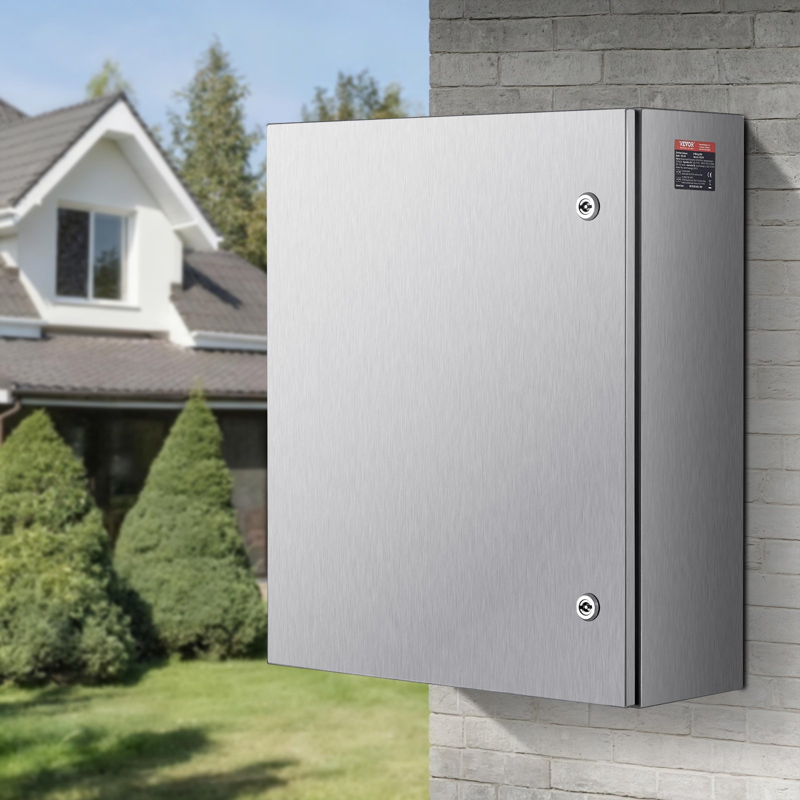 VEVOR Steel Electrical Box, 60x50x20 cm, 304 Stainless Steel Electrical Enclosure Box, Wall-Mounted Outdoor Electrical Electronic Equipment Enclosure with Mounting Plate Hinges Lock, IP66 Waterproof