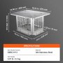 VEVOR Chimney Cap 330.2 x 228.6mm, 304 Stainless Steel Fireplace Chimney Cover, Not Easily Toppled & Practical Accessories & Easy Installation, Fits Mesh Flue Covers Outside Clay Flue Shingles, Silver