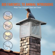 VEVOR Chimney Cap, 13 x 9 inch, 304 Stainless Steel Fireplace Chimney Cover, Not Easily Toppled & Practical Accessories & Easy Installation, Fits Mesh Flue Covers Outside Clay Flue Shingles, Silver