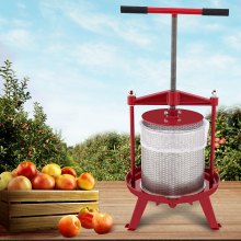 VEVOR Fruit Wine Press, 3.7Gal/14L, Cast Iron Manual Grape Presser for Wine Making, Cider Tincture Vegetables Honey Olive Oil Press with Stainless Steel Hollow Basket T-Handle 0.1" Thick Plate 3 Feet