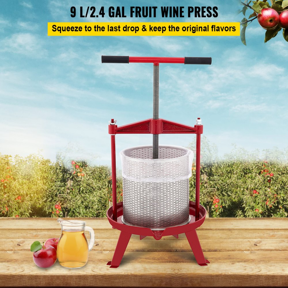 VEVOR Prensa de Vino de Frutas 2 Barriles de Acero Inoxidable 3 L  Exprimidor Manual, Prensa