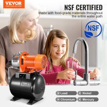 VEVOR 1.6 HP Shallow Well Pump with Pressure Tank 1320 GPH NSF Certification