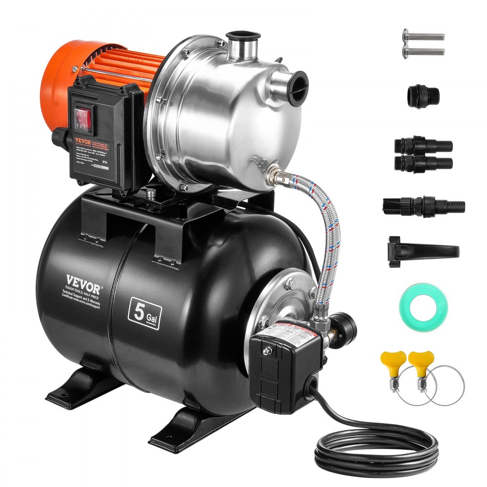 VEVOR 1HP Shallow Well Pump med trycktank 1000GPH bevattningsförstärkningspump