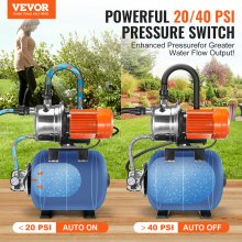 VEVOR 1HP Shallow Well Pump with Pressure Tank 1000GPH Irrigation Booster Pump