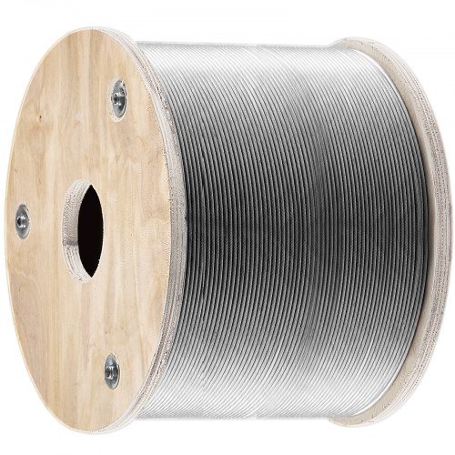 VEVOR 316 Stainless Steel Wire Rope, 1/8in Steel Wire Cable, 500ft Aircraft Cable w/ 7x7 Strands Core, Steel Cable Wire 1700lbs Breaking Strength for Railing Decking, Stair, Clothesline, Handrail