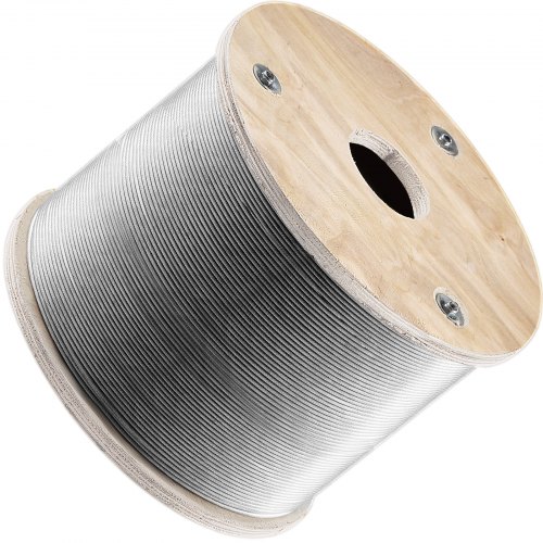 VEVOR 316 Stainless Steel Wire Rope, 1/8in Steel Wire Cable, 500ft Aircraft Cable w/ 7x7 Strands Core, Steel Cable Wire 1700lbs Breaking Strength for Railing Decking, Stair, Clothesline, Handrail