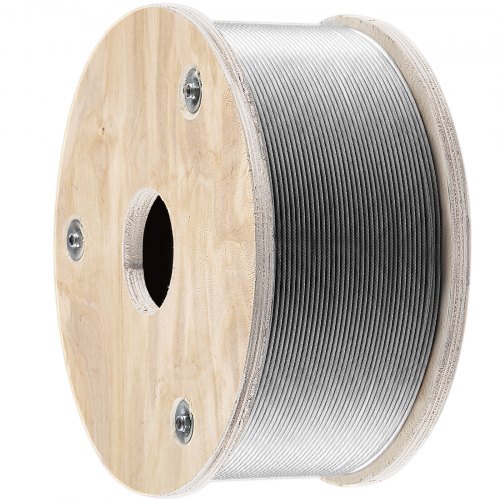 VEVOR T316 Stainless Steel Wire Rope, 1/8'' Steel Wire Cable, 500ft Aircraft Cable w/ 1x19 Strands Core, Steel Cable Wire 2100 lbs Breaking Strength for Railing Decking, Stair, Clothesline, Handrail
