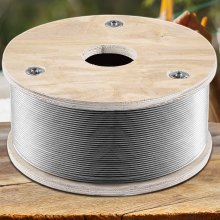 VEVOR T316 Stainless Steel Wire Rope, 1/8\'\' Steel Wire Cable, 500ft Aircraft Cable w/ 1x19 Strands Core, Steel Cable Wire 2100 lbs Breaking Strength for Railing Decking, Stair, Clothesline, Handrail
