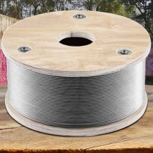 VEVOR 316 Stainless Steel Wire Rope, 1/8\'\' Steel Wire Cable, 1000ft Aircraft Cable w/ 1x19 Strands Core, Steel Cable Wire 2100lb Breaking Strength for Railing Decking, Stair, Clothesline, Handrail