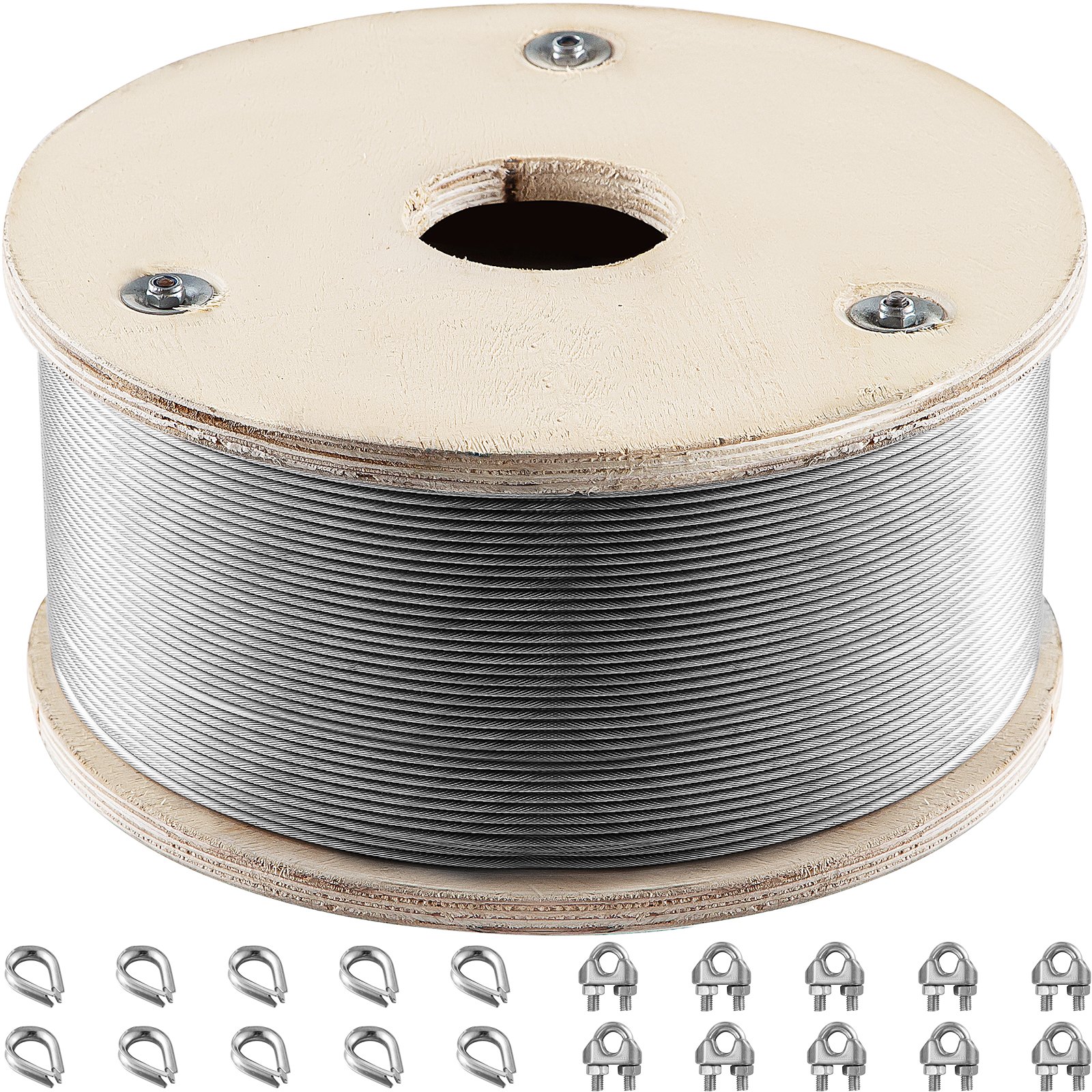 VEVOR 316 Stainless Steel Wire Rope Steel Wire Cable 4.8mm x 152.5m 1905kg 1x19